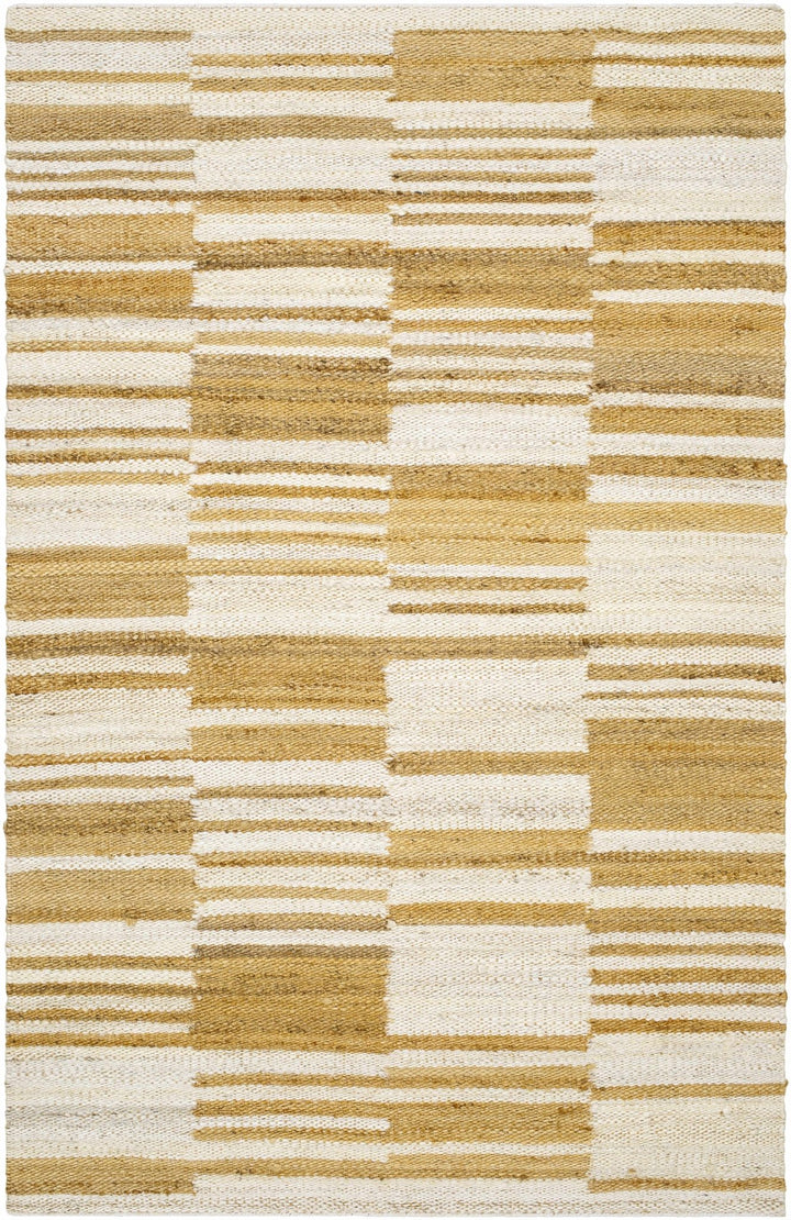 Thyra Contemporary Striped Camel And Off White Jute Rug - The Rug Decor