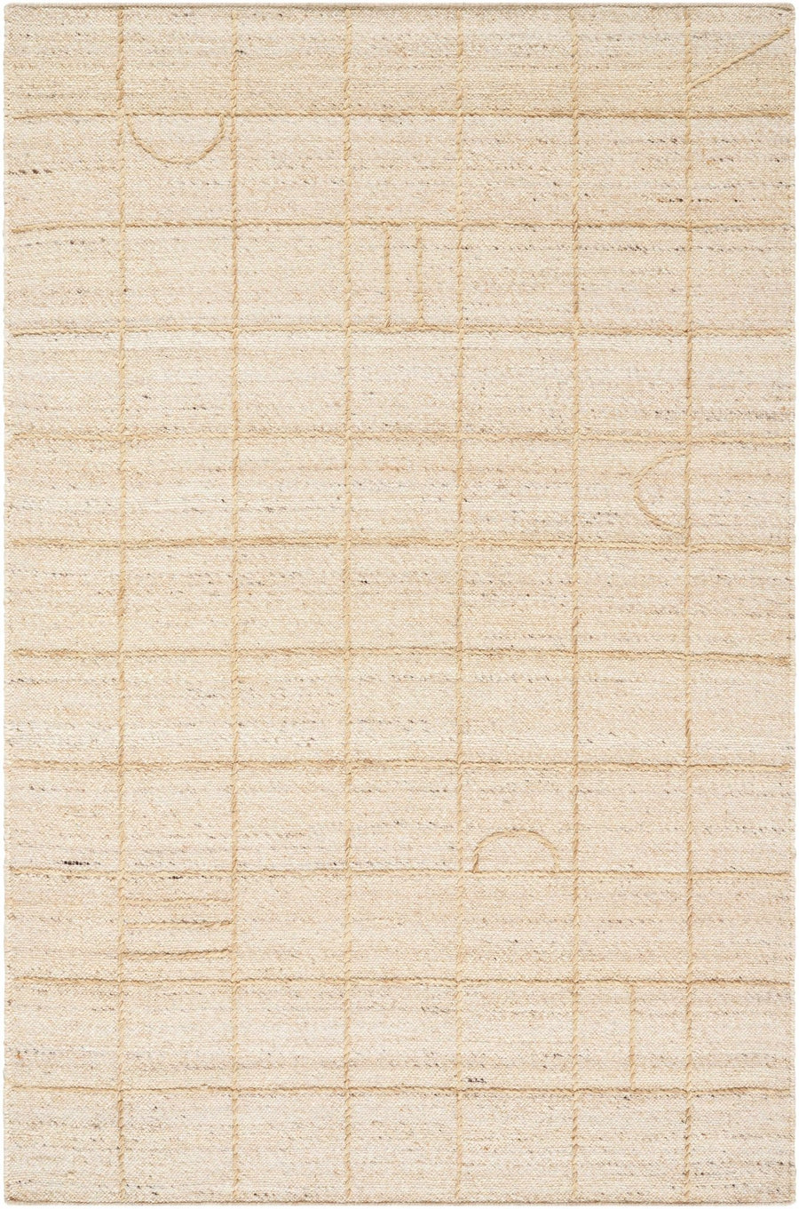 Tieve Modern Geometric Pattern Beige Hand Woven Wool Area Rug - The Rug Decor