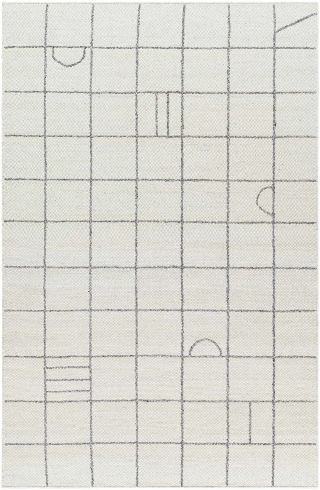 Tieve Modern Geometrical Ivory And Gray Wool Rug - The Rug Decor