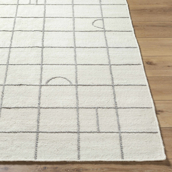 Tieve Modern Geometrical Ivory And Gray Wool Rug - The Rug Decor