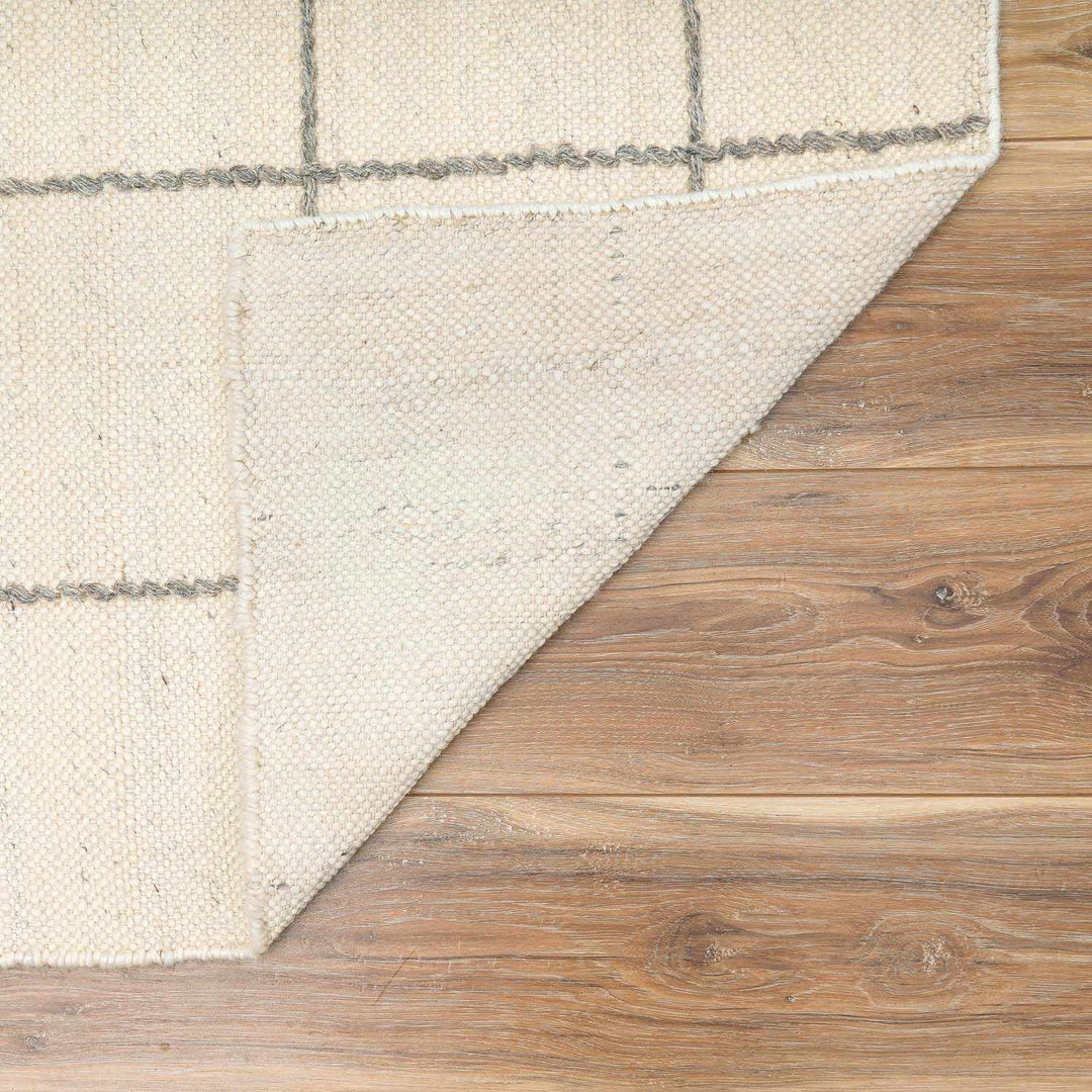 Tieve Modern Geometrical Ivory And Gray Wool Rug - The Rug Decor