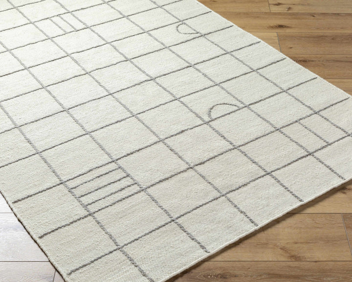 Tieve Modern Geometrical Ivory And Gray Wool Rug - The Rug Decor