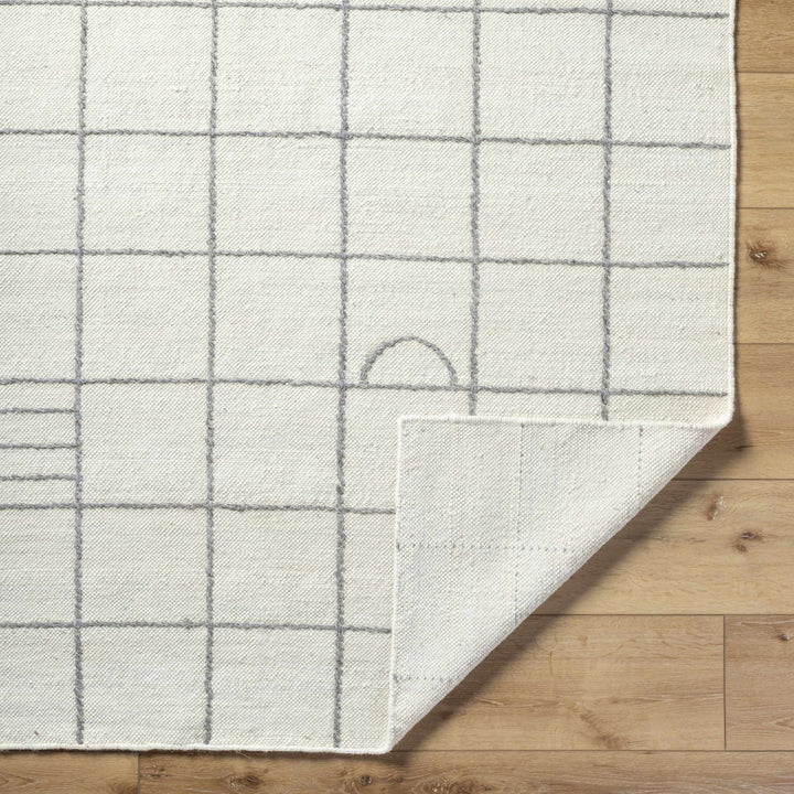 Tieve Modern Geometrical Ivory And Gray Wool Rug - The Rug Decor