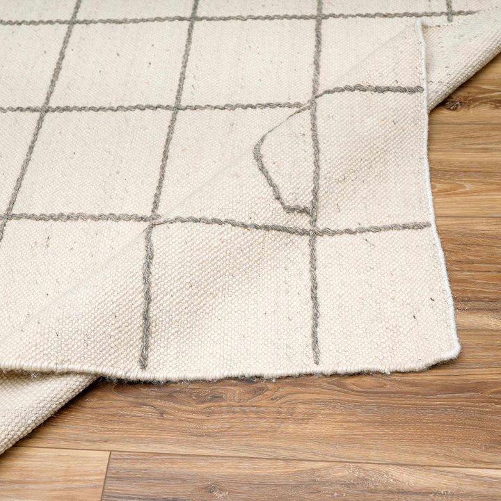 Tieve Modern Geometrical Ivory And Gray Wool Rug - The Rug Decor