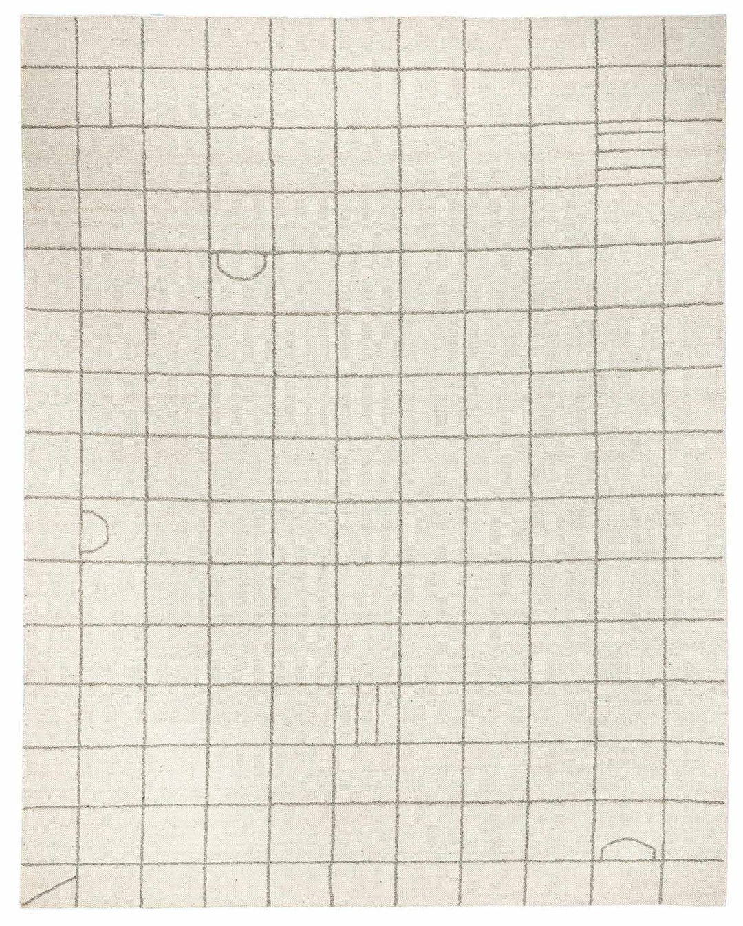 Tieve Modern Geometrical Ivory And Gray Wool Rug - The Rug Decor