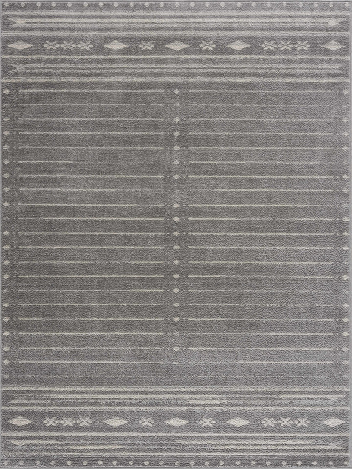 Tigri Aztec Modern Style Ivory & Gray Area Rug - The Rug Decor