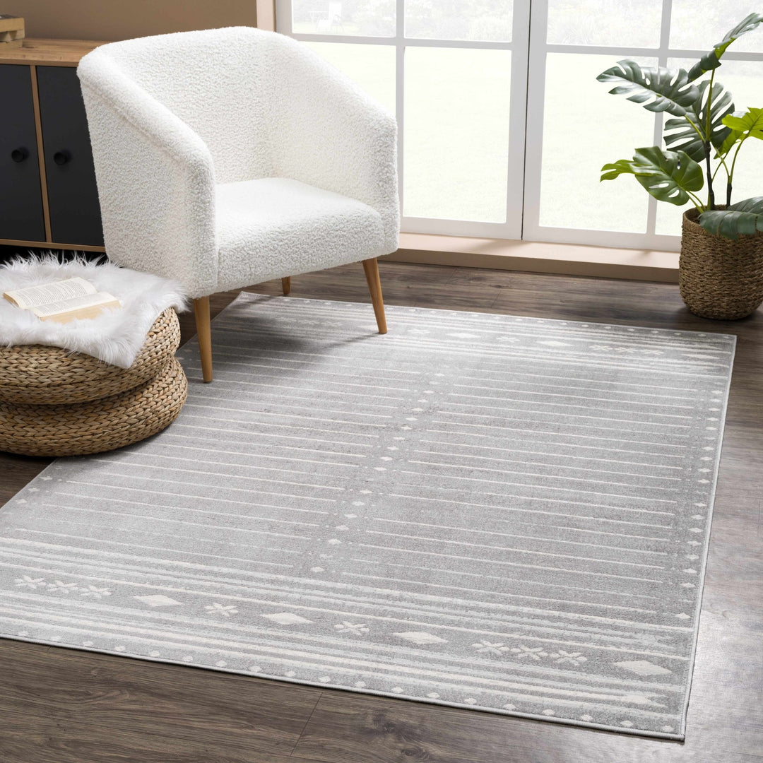 Tigri Aztec Modern Style Ivory & Gray Area Rug - The Rug Decor