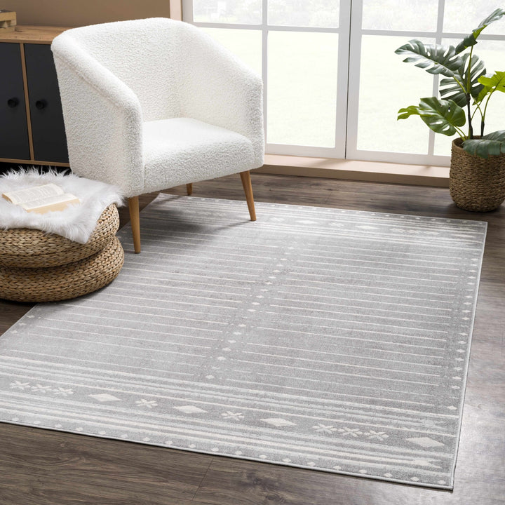 Tigri Aztec Modern Style Ivory & Gray Area Rug - The Rug Decor