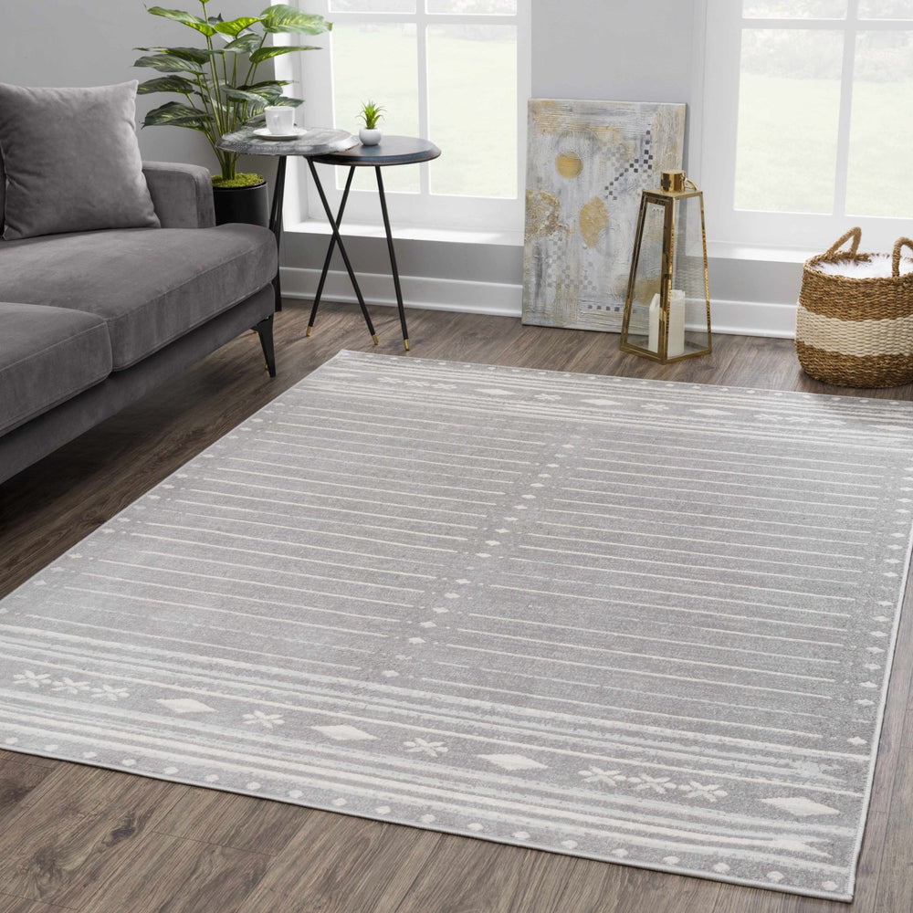 Tigri Aztec Modern Style Ivory & Gray Area Rug - The Rug Decor