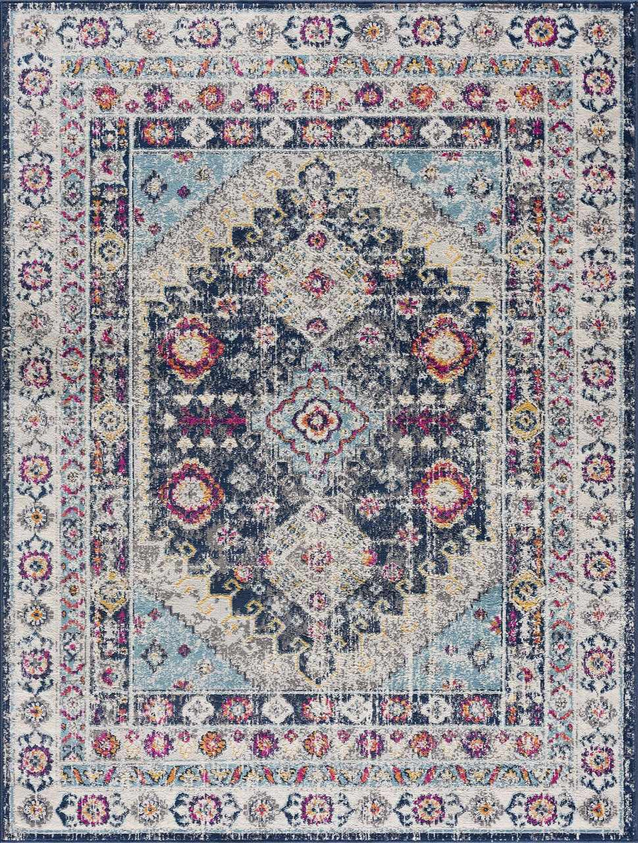 Tigrim Ivory And Blue Traditional Style Area Rug - The Rug Decor