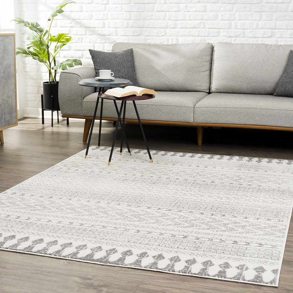 Tigris Ivory And Gray Modern Geometrical Design Area Rug - The Rug Decor