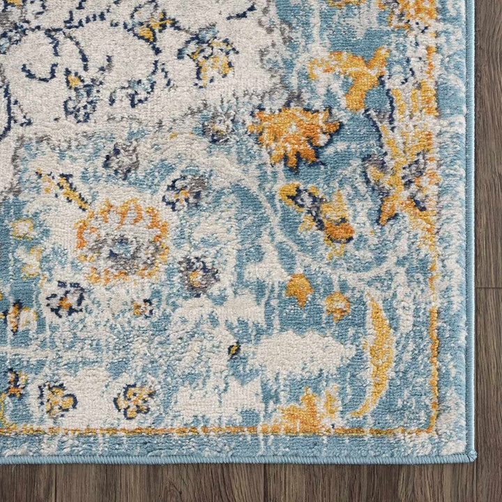 Tigrit Blue And Ivory Traditional Style Area Rug