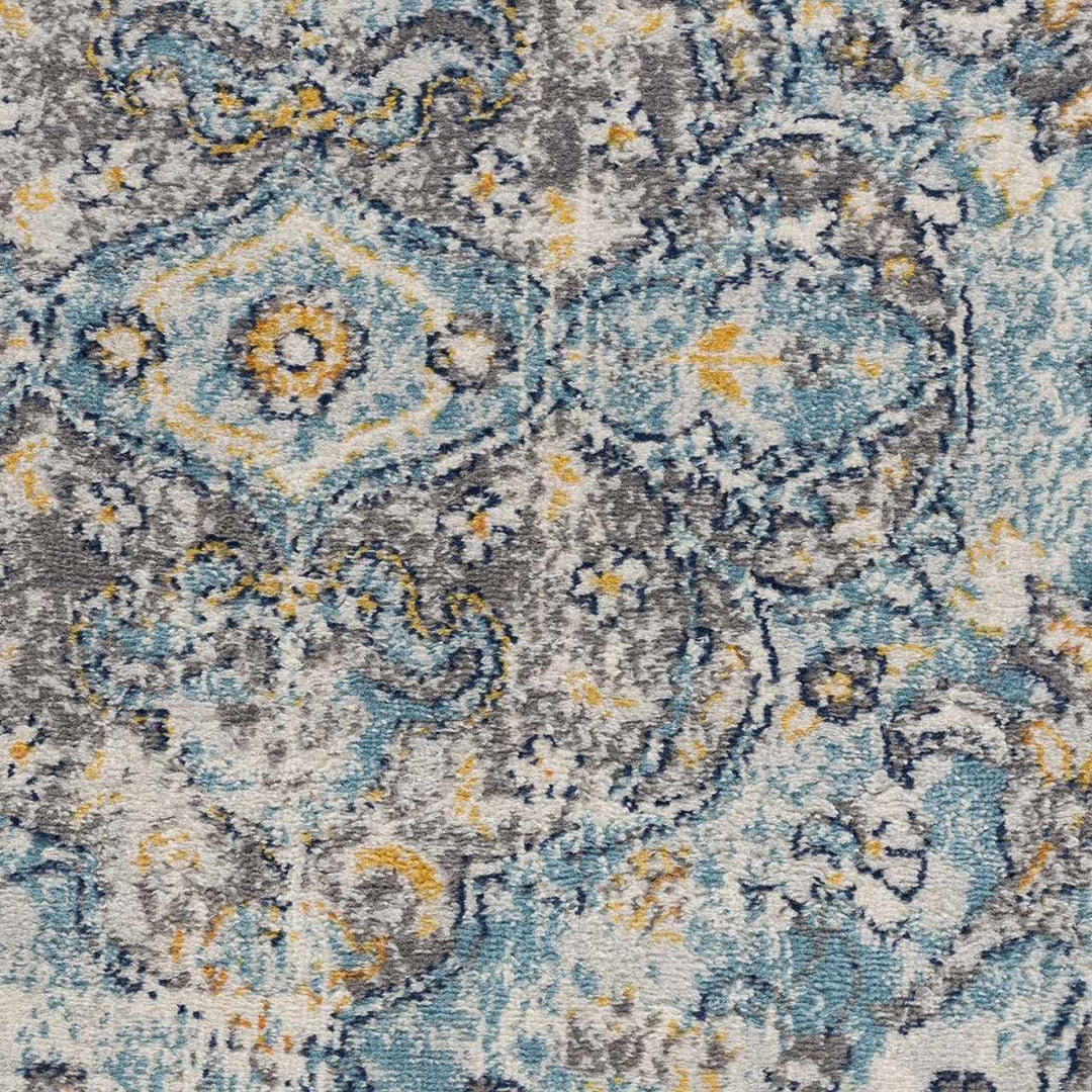 Tigrit Blue And Ivory Traditional Style Area Rug