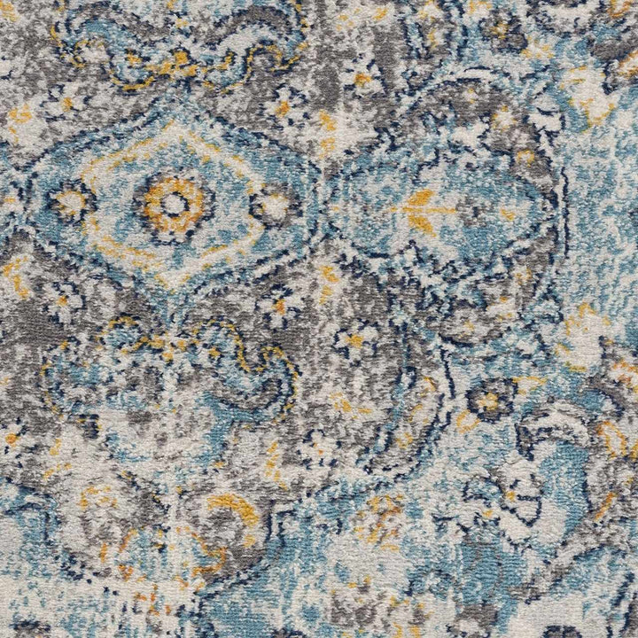 Tigrit Blue And Ivory Traditional Style Area Rug