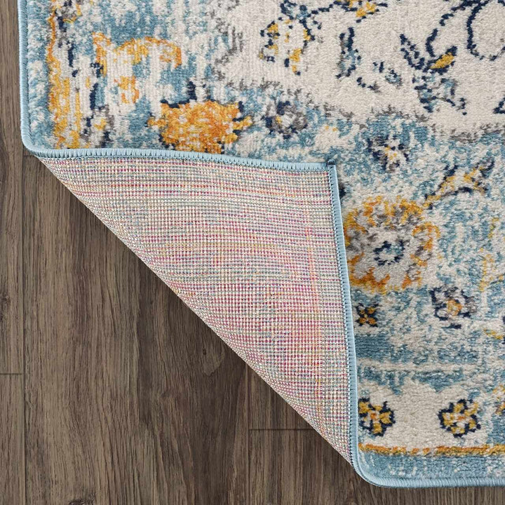 Tigrit Blue And Ivory Traditional Style Area Rug