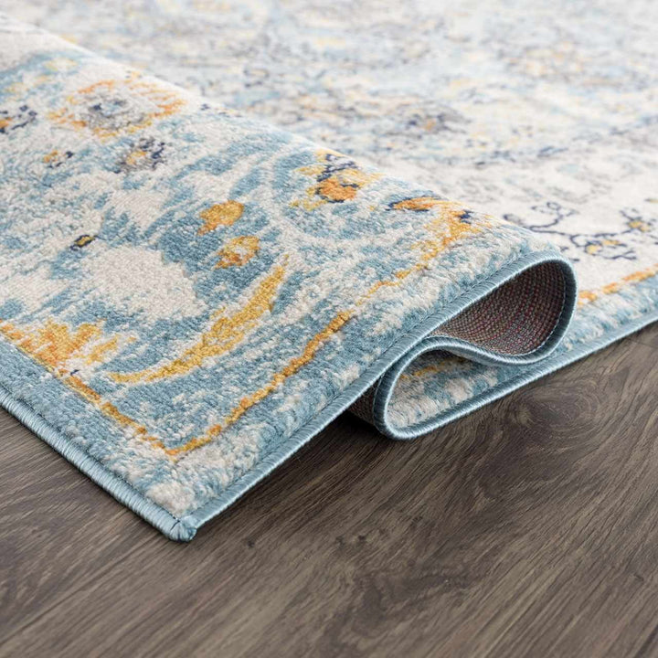 Tigrit Blue And Ivory Traditional Style Area Rug