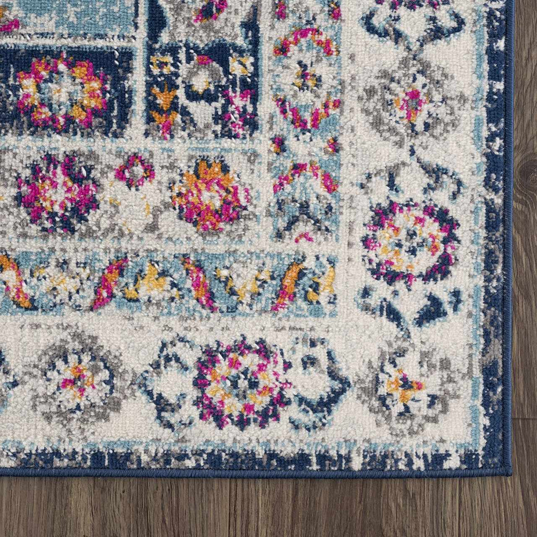 Tigrim Ivory And Blue Traditional Style Area Rug