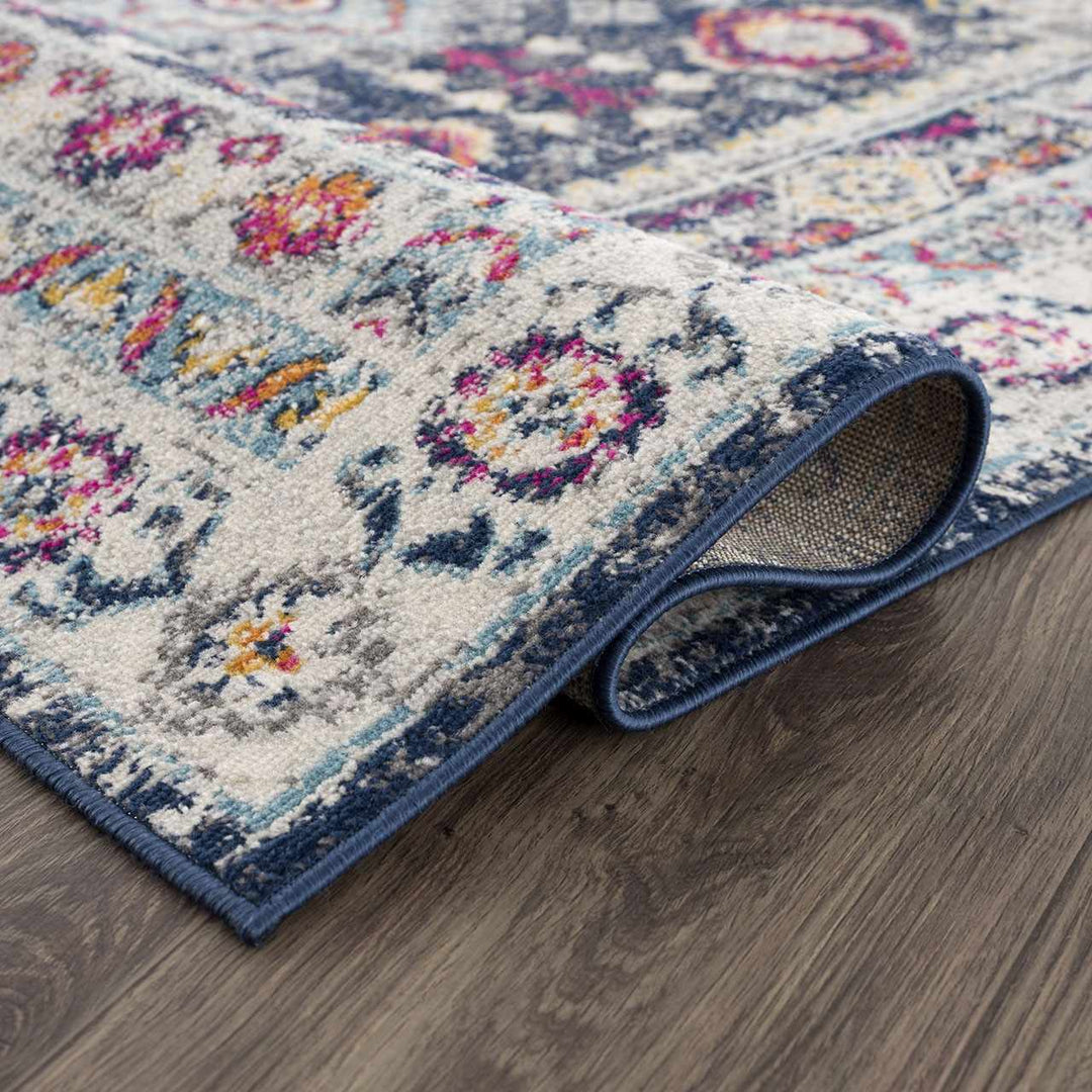 Tigrim Ivory And Blue Traditional Style Area Rug