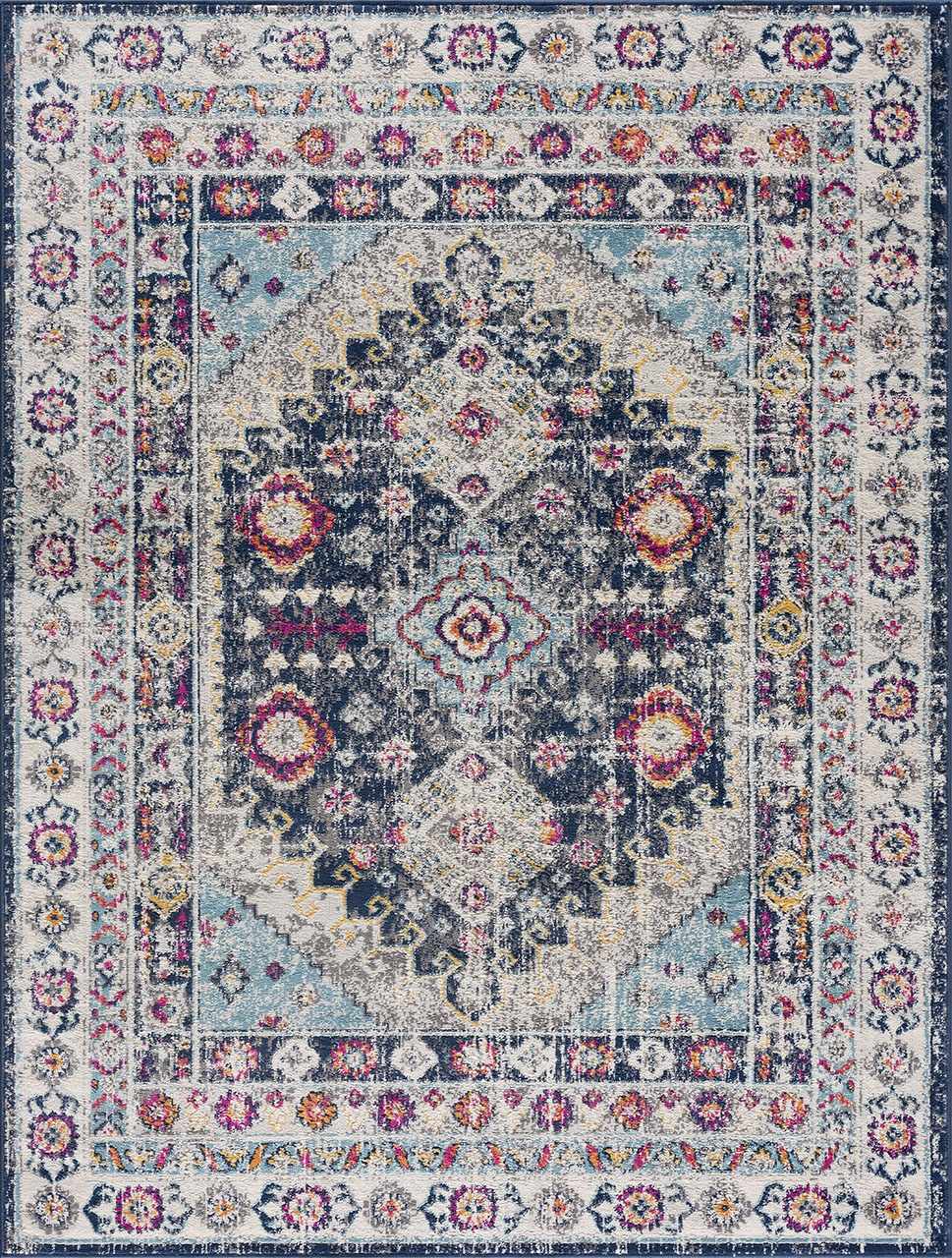 Tigrim Ivory And Blue Traditional Style Area Rug