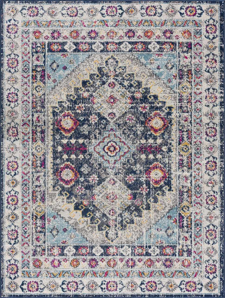 Tigrim Ivory And Blue Traditional Style Area Rug