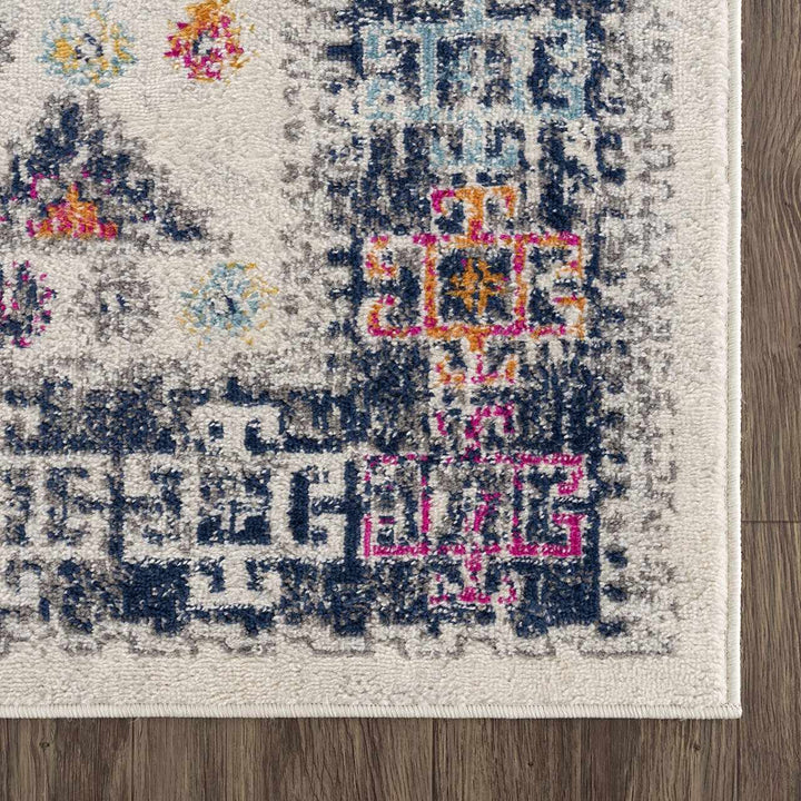 Tigriv Ivory And Blue Traditional Style Area Rug