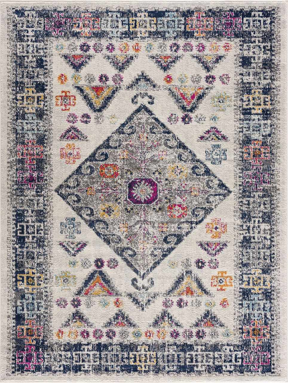 Tigriv Ivory And Blue Traditional Style Area Rug