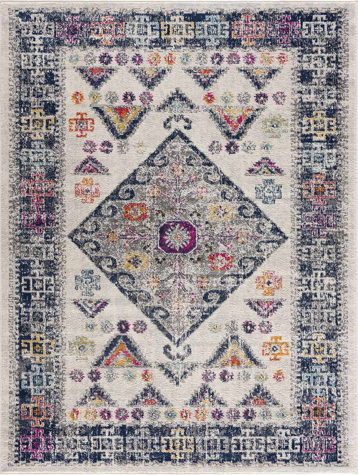 Tigriv Ivory And Blue Traditional Style Area Rug