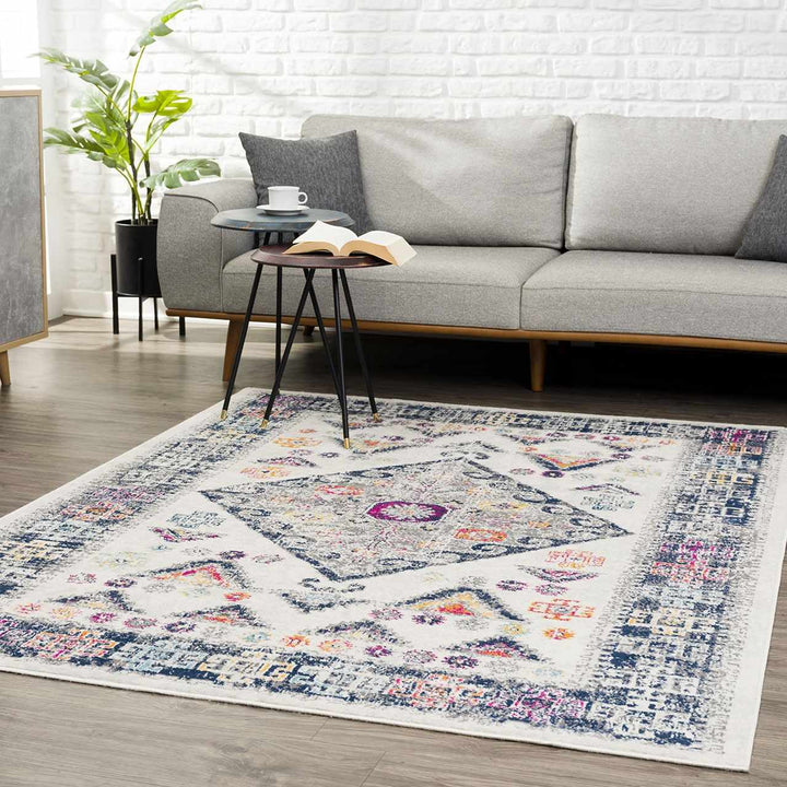 Tigriv Ivory And Blue Traditional Style Area Rug - The Rug Decor