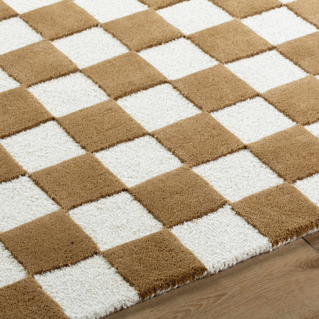 Timin Modern Geometrical Camel And White Rug - The Rug Decor