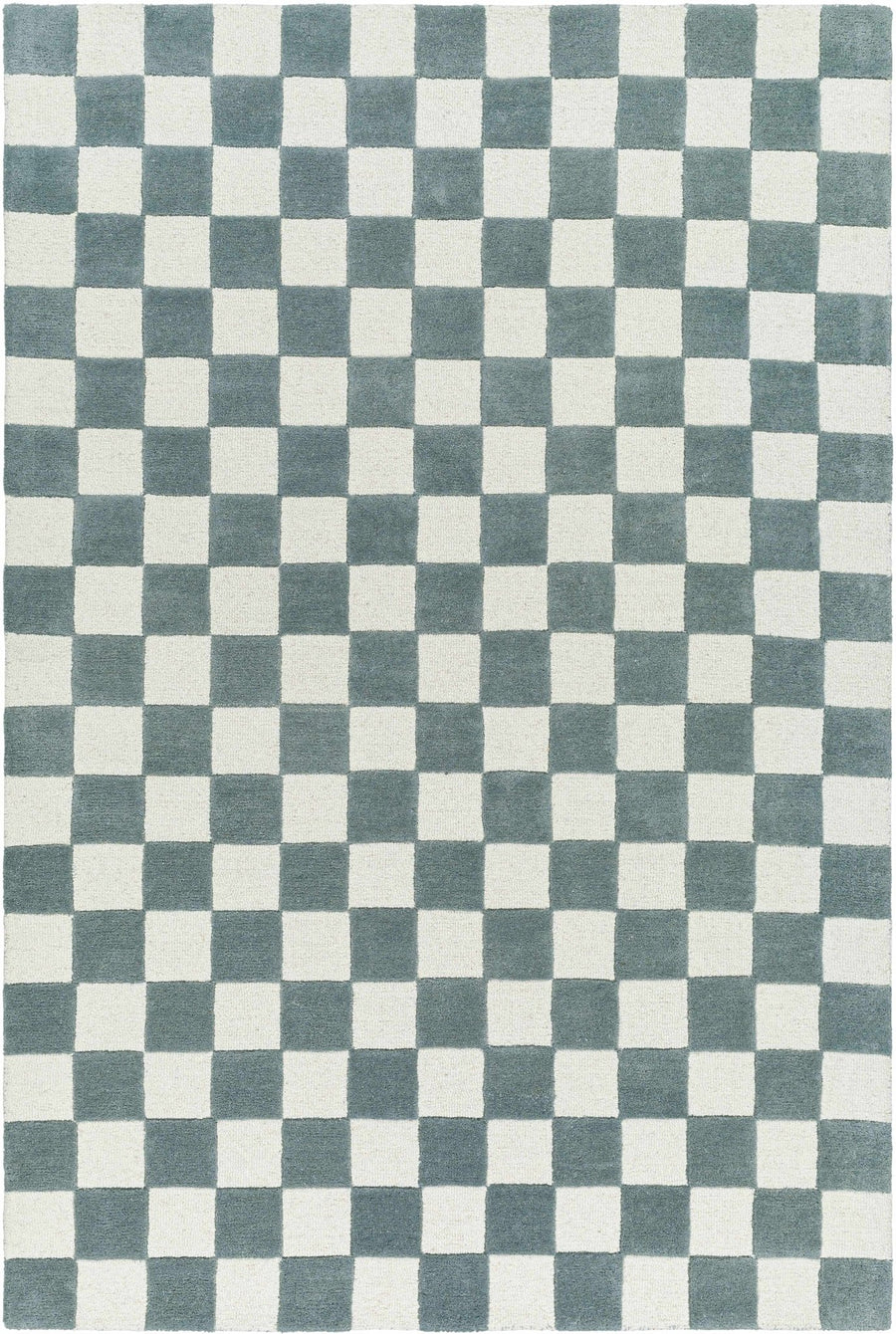 Timin Modern Greenish Gray And Ivory Checkered Rug - The Rug Decor