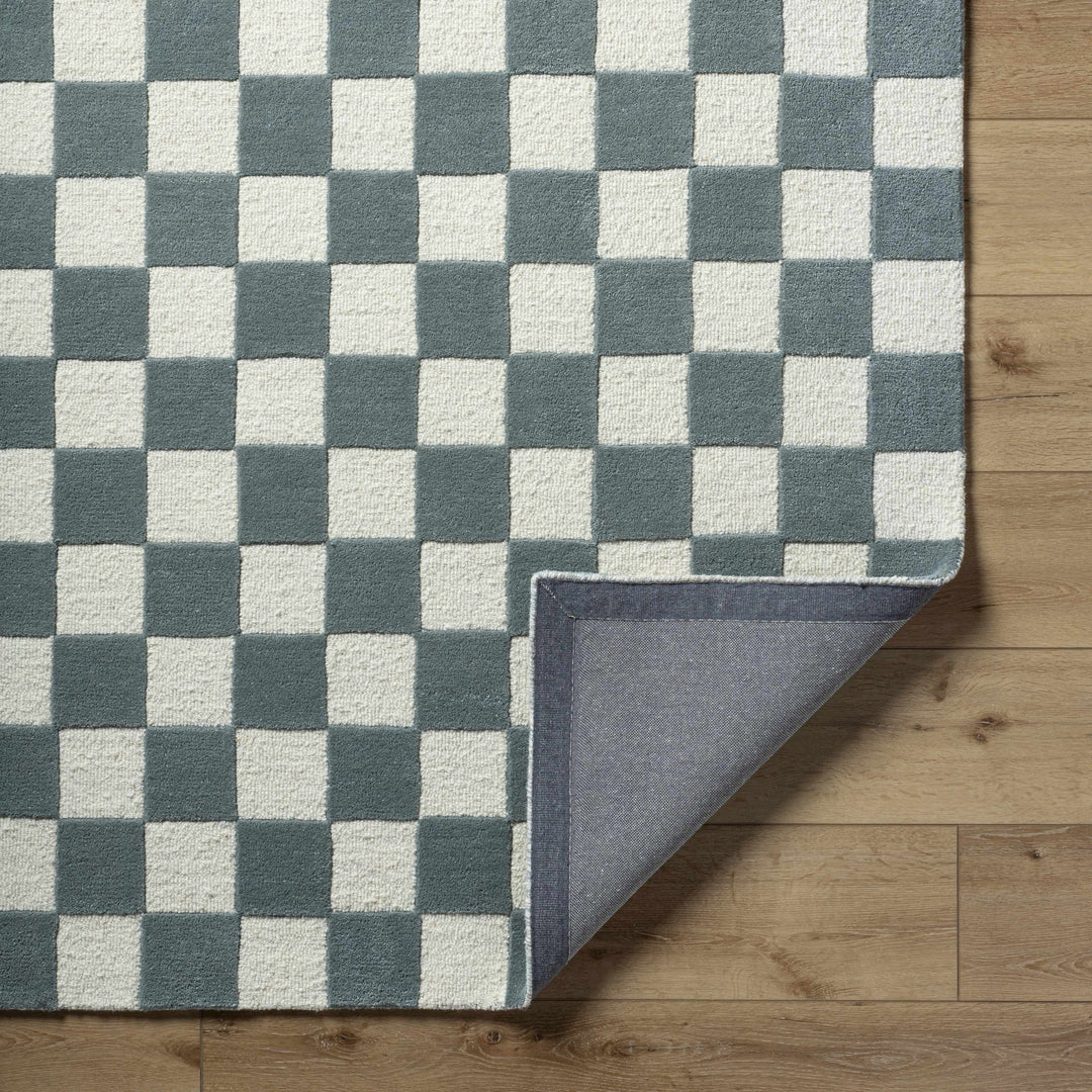Timin Modern Greenish Gray And Ivory Checkered Rug - The Rug Decor