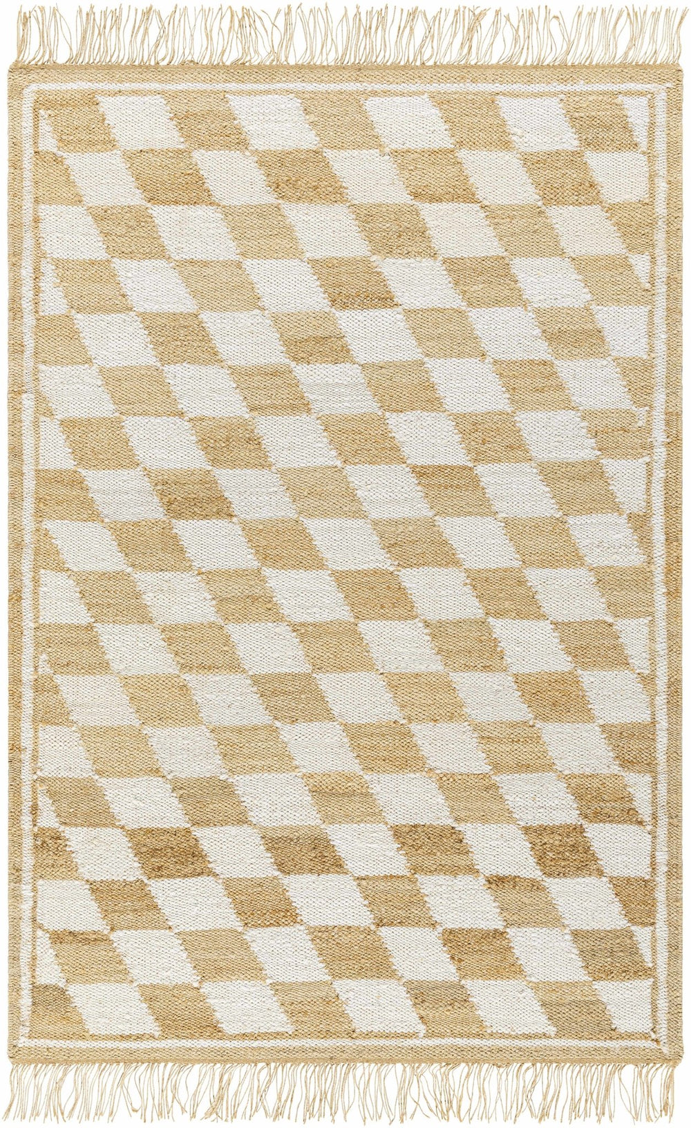 Tiria Modern Diamond Checkered Camel And White Rug - The Rug Decor