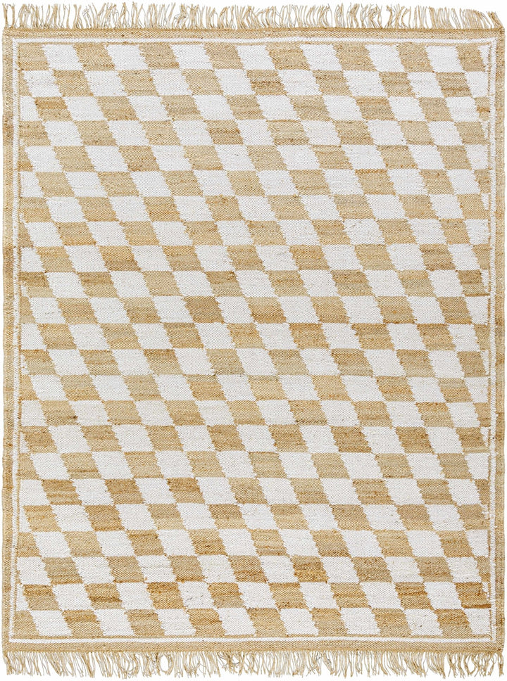 Tiria Modern Diamond Checkered Camel And White Rug - The Rug Decor