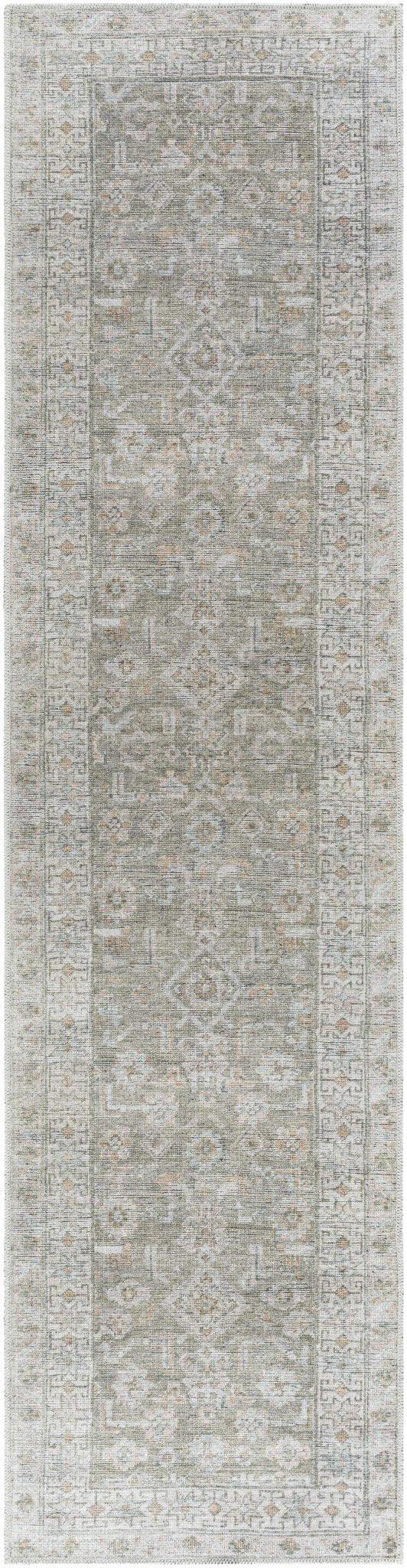 Tisha Traditional Style Green And Orange Washable Area Rug - The Rug Decor