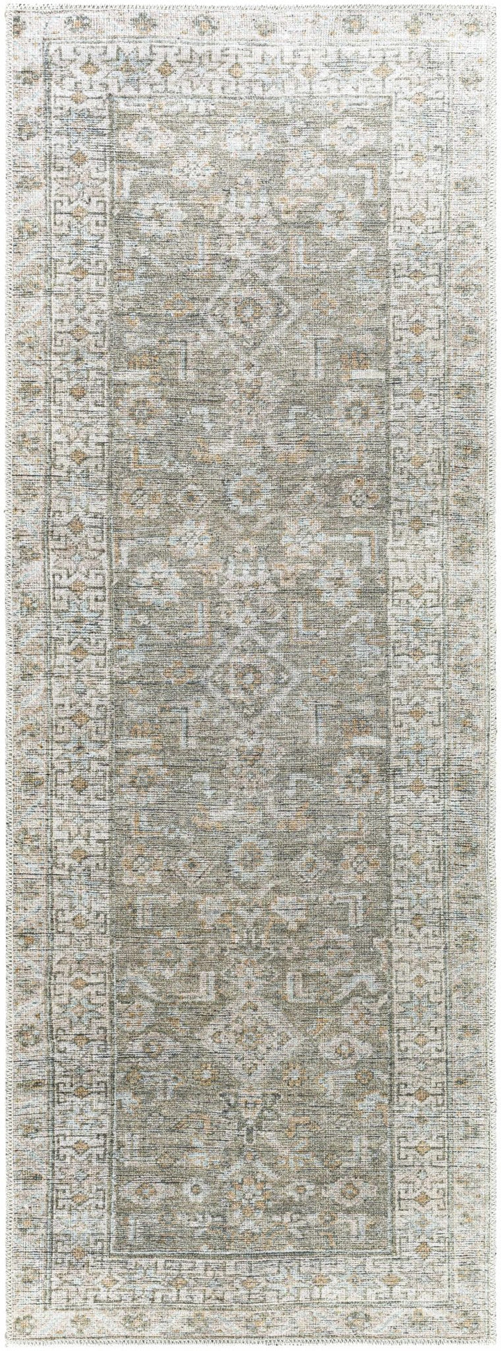 Tisha Traditional Style Green And Orange Washable Area Rug - The Rug Decor
