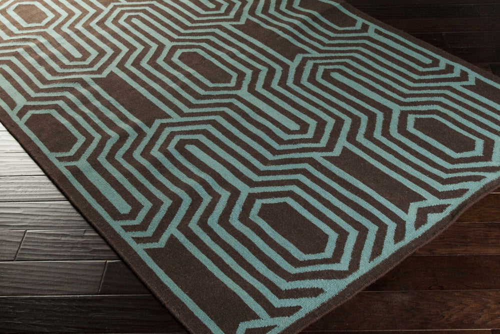 Titusville Modern Style Brown And Teal Hand Woven Area Rug - The Rug Decor
