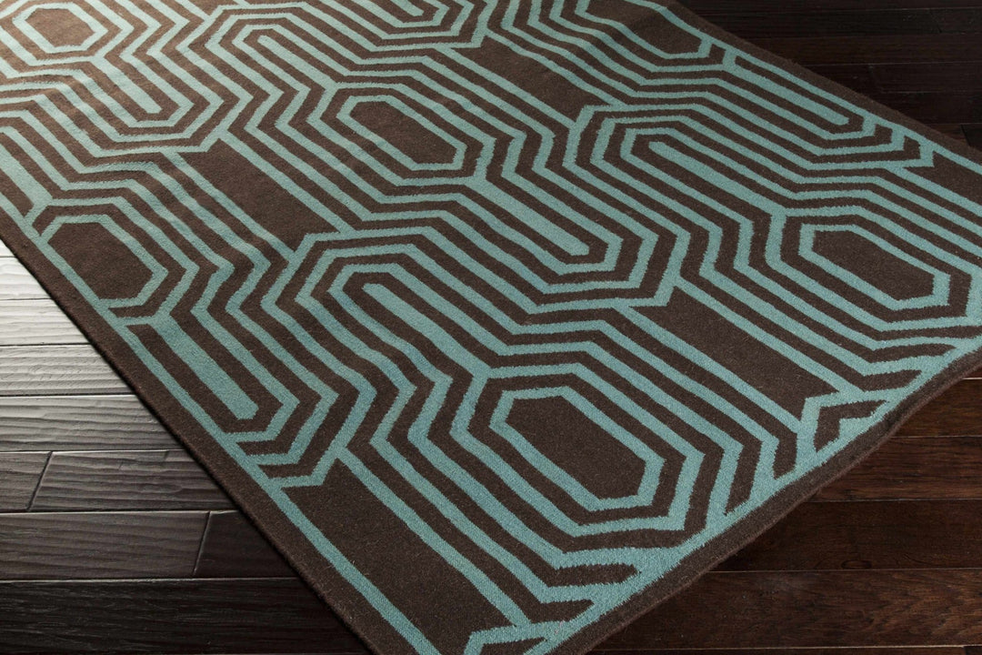 Titusville Modern Style Brown And Teal Hand Woven Area Rug - The Rug Decor