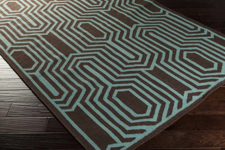 Titusville Modern Style Brown And Teal Hand Woven Area Rug - The Rug Decor