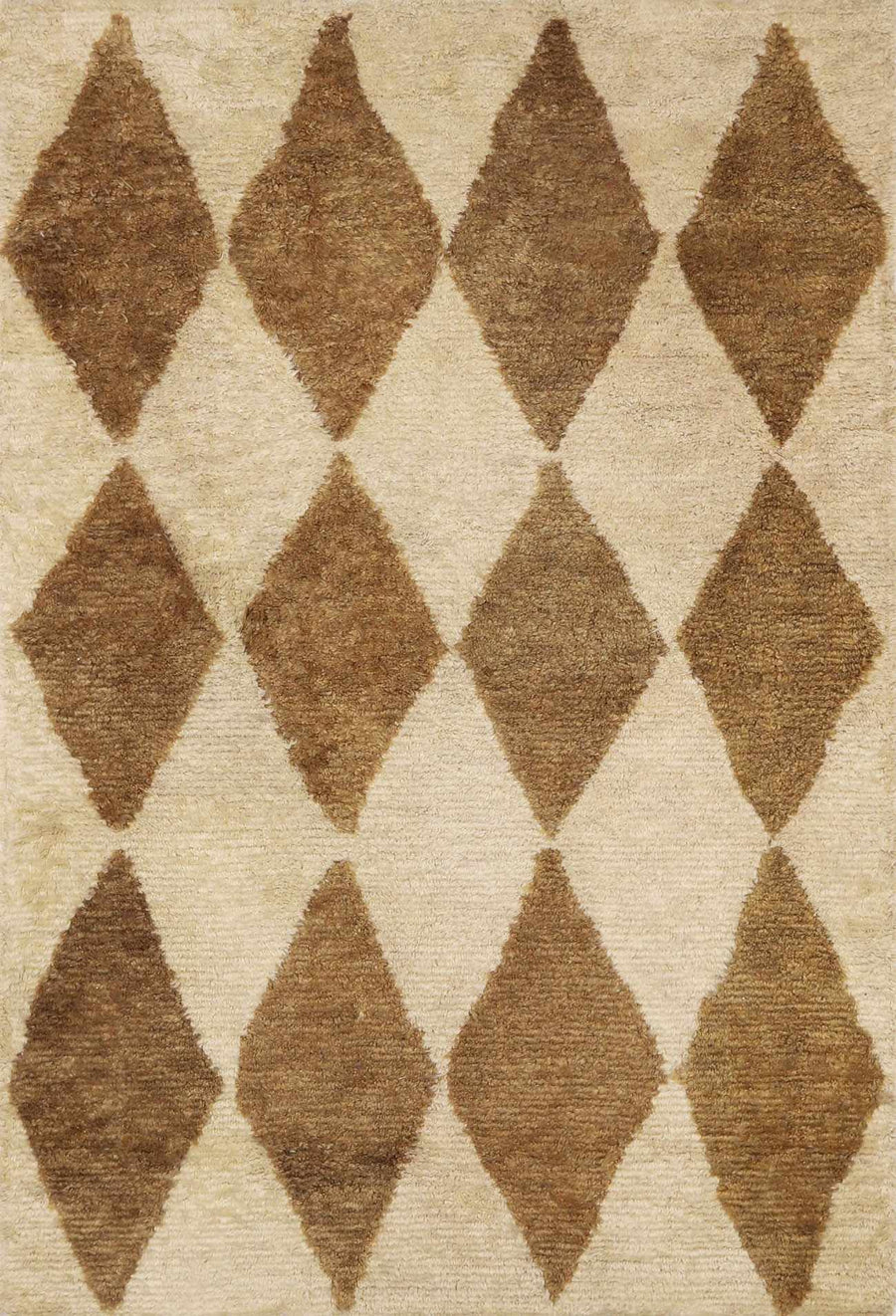 Tivka Contemporary Geometrical Brown And Beige Wool Rug - The Rug Decor