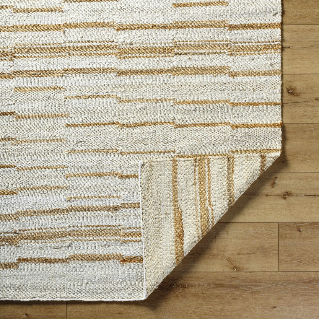Tivon Broken Modern Striped Tan And Ivory Hand Woven Jute Rug - The Rug Decor
