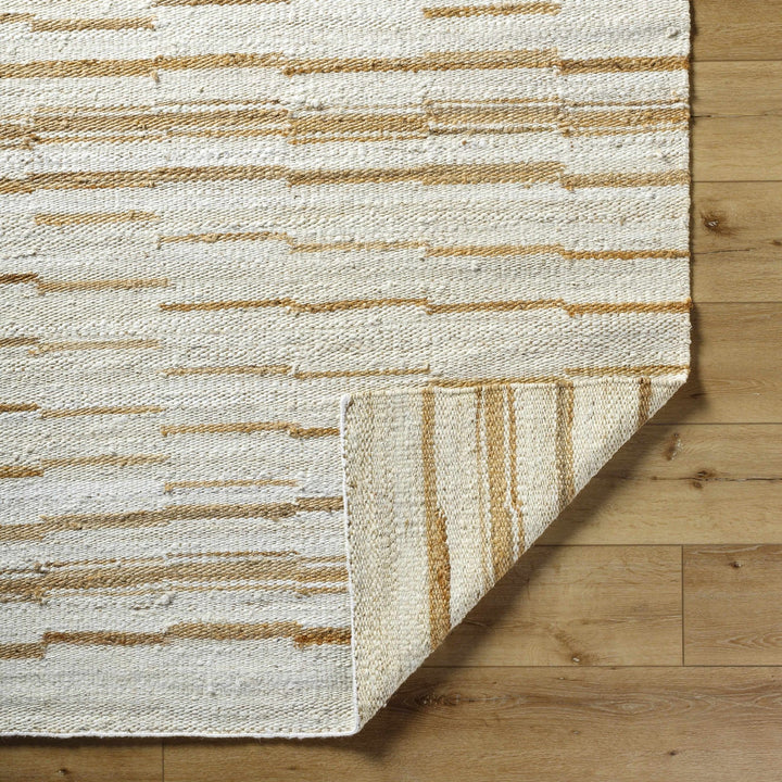 Tivon Broken Modern Striped Tan And Ivory Hand Woven Jute Rug - The Rug Decor