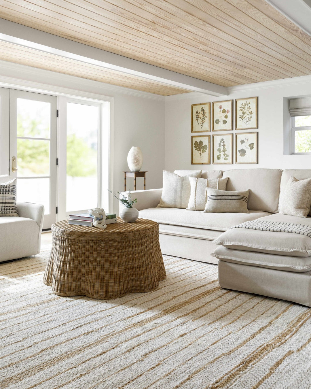 Tivon Broken Modern Striped Tan And Ivory Hand Woven Jute Rug - The Rug Decor