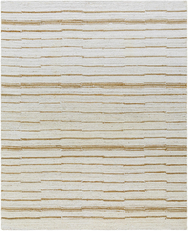 Tivon Broken Modern Striped Tan And Ivory Hand Woven Jute Rug - The Rug Decor