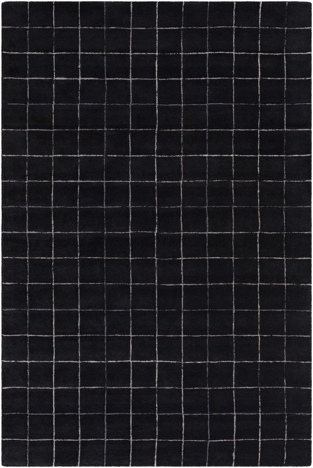 Toshi Black Modern Geometrical Pattern Hand Tufted Wool Area Rug