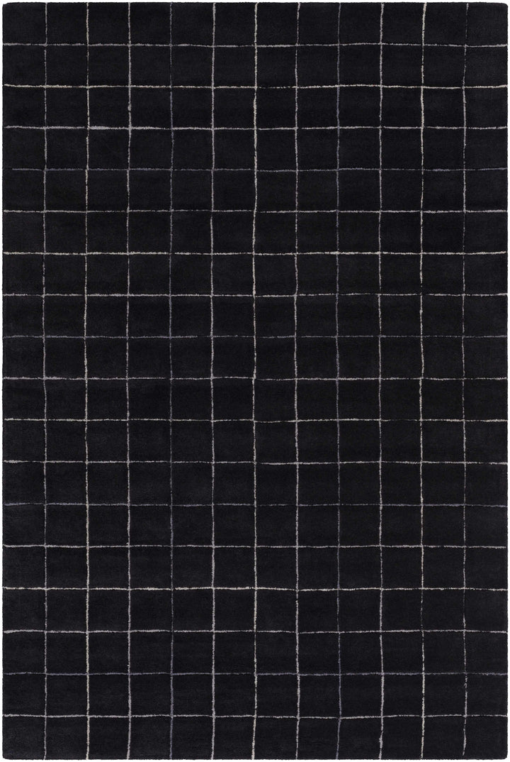 Toshi Black Modern Geometrical Pattern Hand Tufted Wool Area Rug