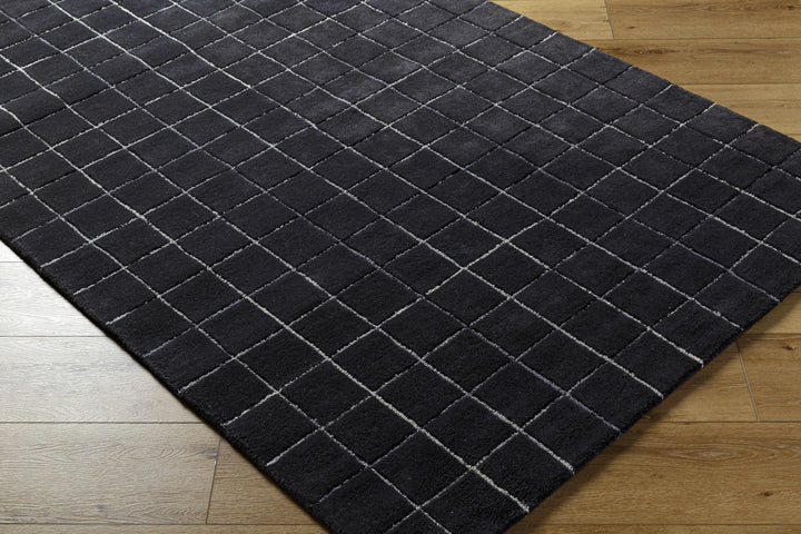 Toshi Black Modern Geometrical Pattern Hand Tufted Wool Area Rug