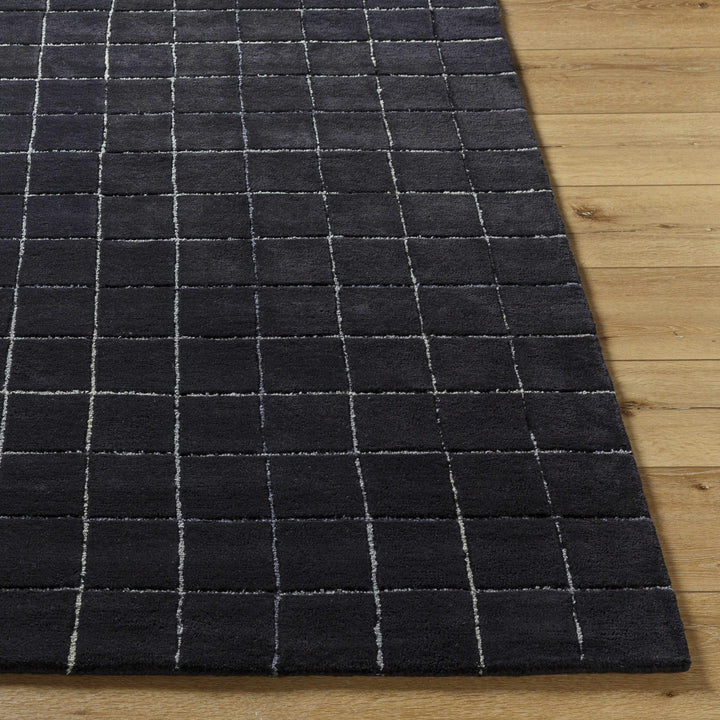 Toshi Black Modern Geometrical Pattern Hand Tufted Wool Area Rug