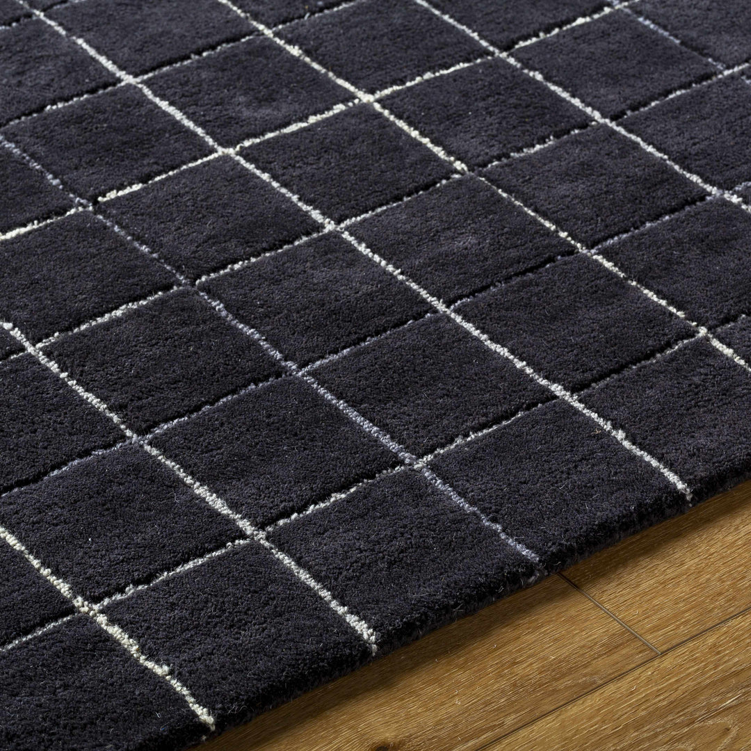 Toshi Black Modern Geometrical Pattern Hand Tufted Wool Area Rug