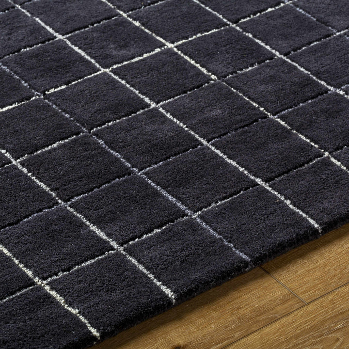 Toshi Black Modern Geometrical Pattern Hand Tufted Wool Area Rug