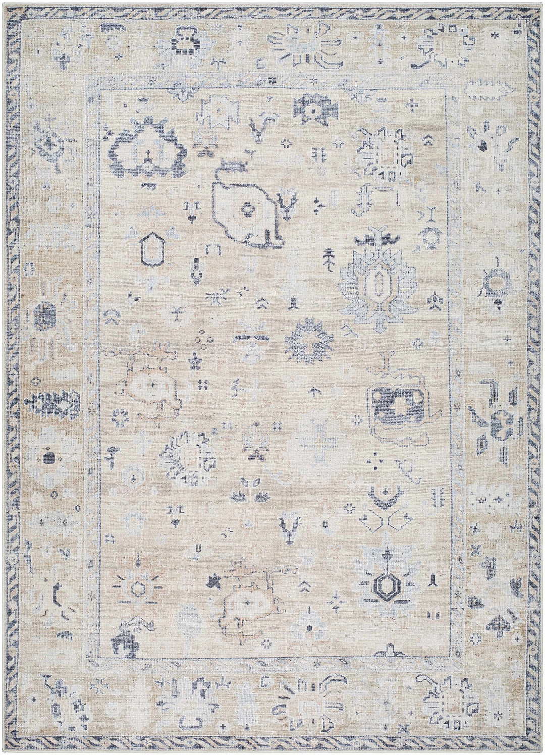 Toddy Traditional Style Beige And Blue Area Rug